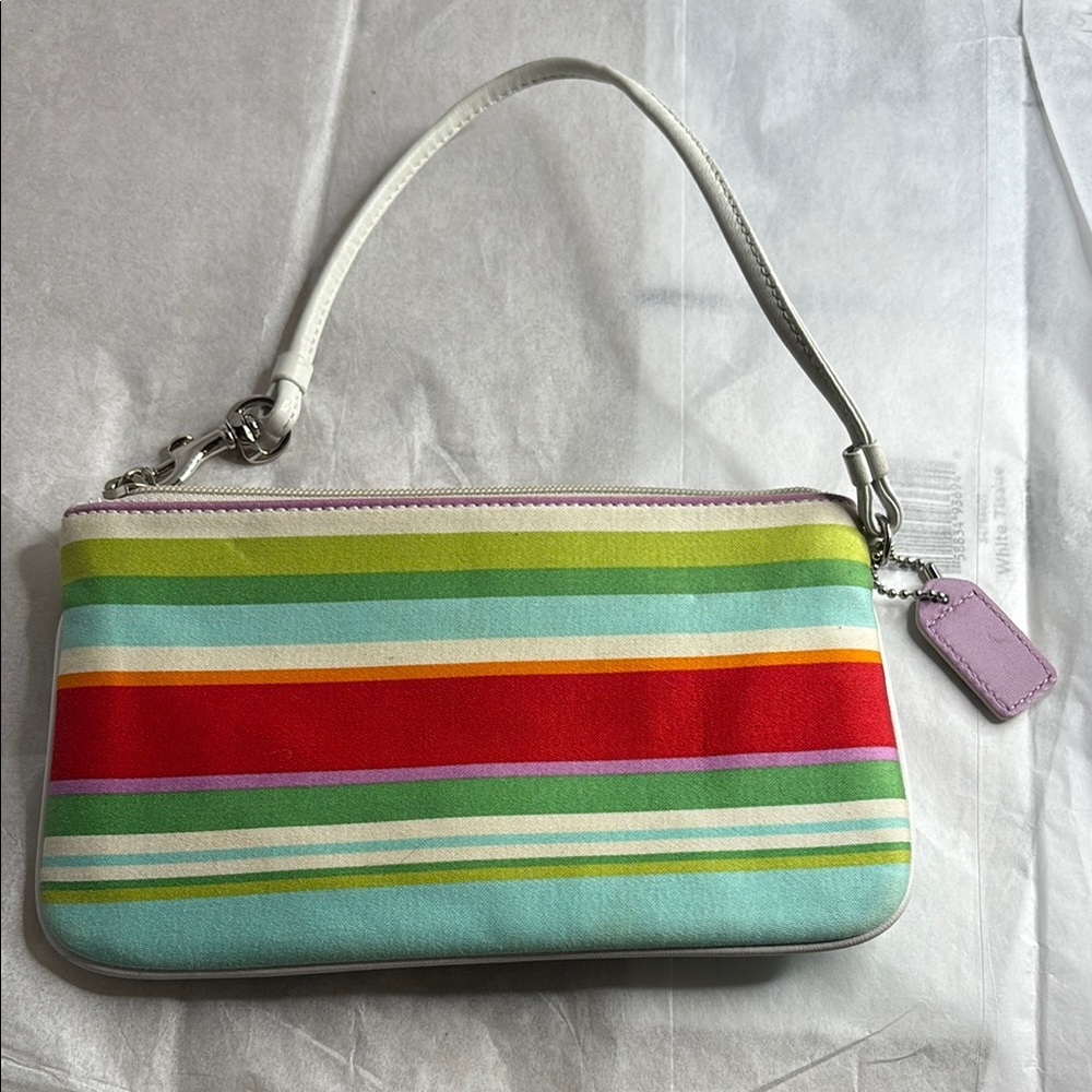 Colorful Coach Hampton Striped Canvas Bag - Picture 3 of 7